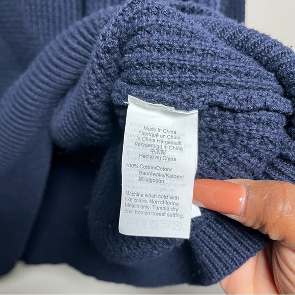 J.Crew Mercantile Men's Waffle Knit Crewneck Sweater‎ XL Navy Blue Pullover - Picture 6 of 9